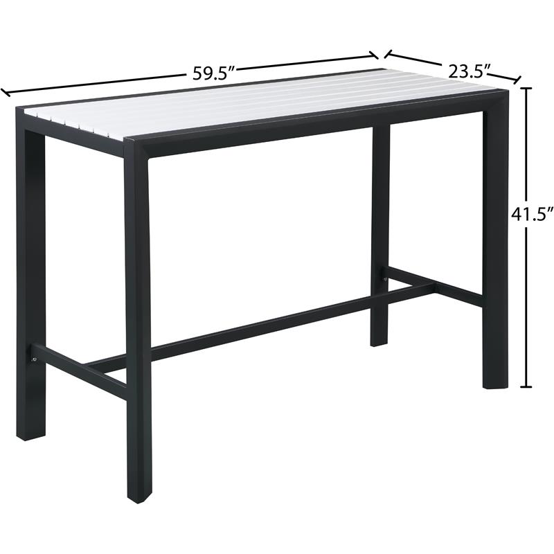 Meridian Furniture Nizuc White Wood Outdoor Patio Rectangle Bar Table
