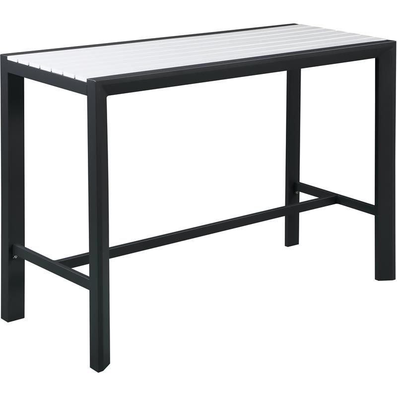 Meridian Furniture Nizuc White Wood Outdoor Patio Rectangle Bar Table
