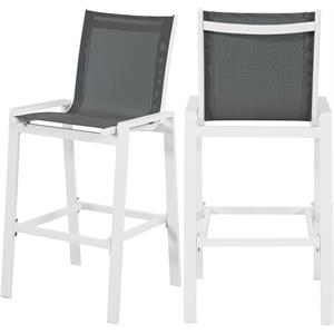 Meridian Furniture Nizuc Grey Outdoor Patio Mesh Barstool (Set of 2)