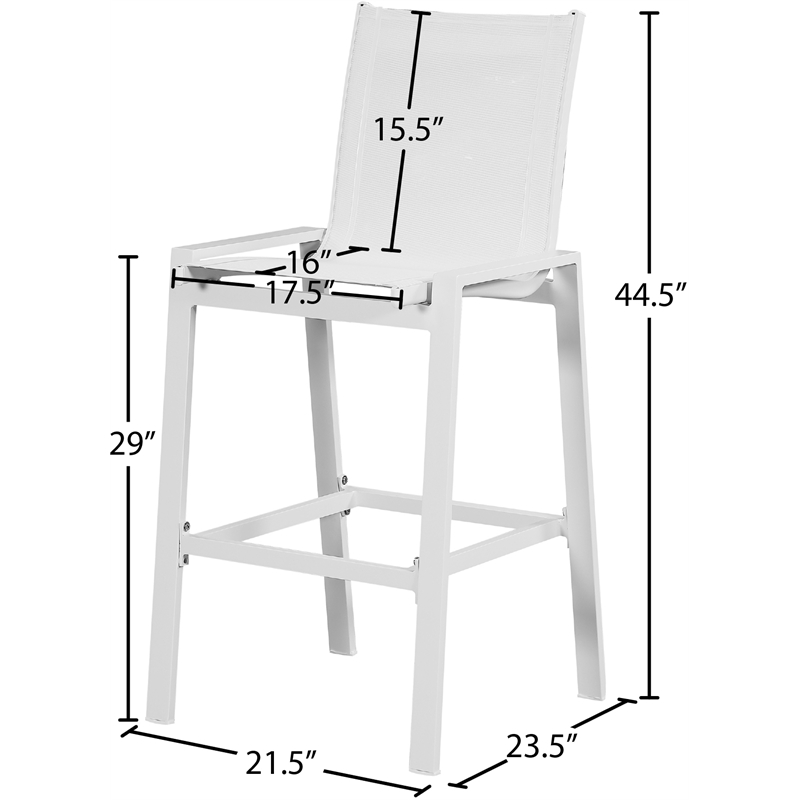 Meridian Furniture Nizuc White Outdoor Patio Mesh Barstool (Set of 2)