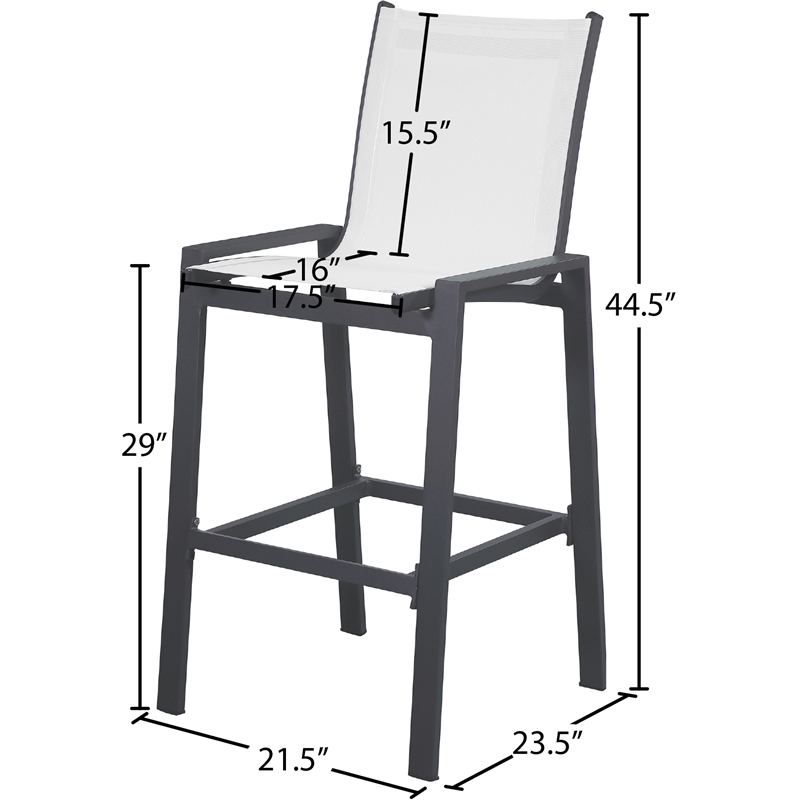Meridian Furniture Nizuc White Outdoor Patio Mesh Barstool (Set of 2)