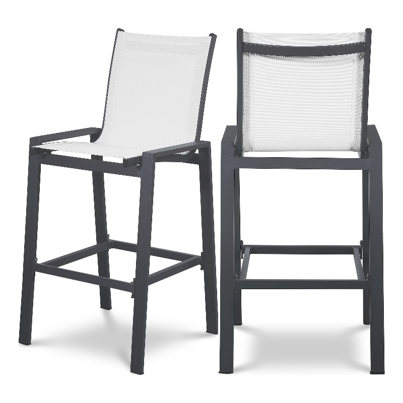 Meridian Furniture Nizuc White Outdoor Patio Mesh Barstool (Set of 2)