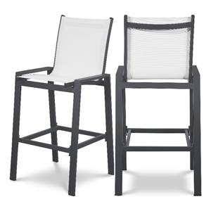 Meridian Furniture Nizuc White Outdoor Patio Mesh Barstool (Set of 2)