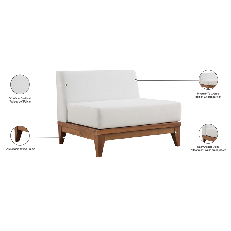 Meridian Furniture Rio Off White Water Resisting Armless Chair