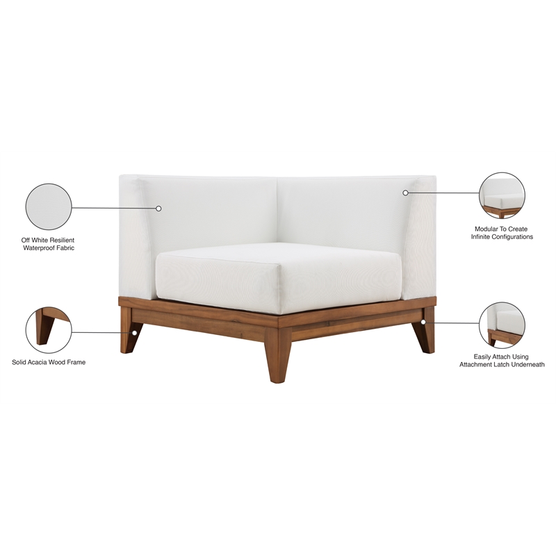 Meridian Furniture Rio Off White Water Resisting Corner Chair