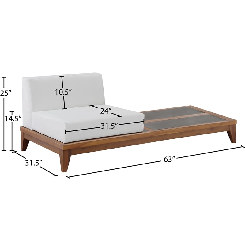 Meridian Furniture Rio Off White Water Resisting Chair w/ Integrated Table