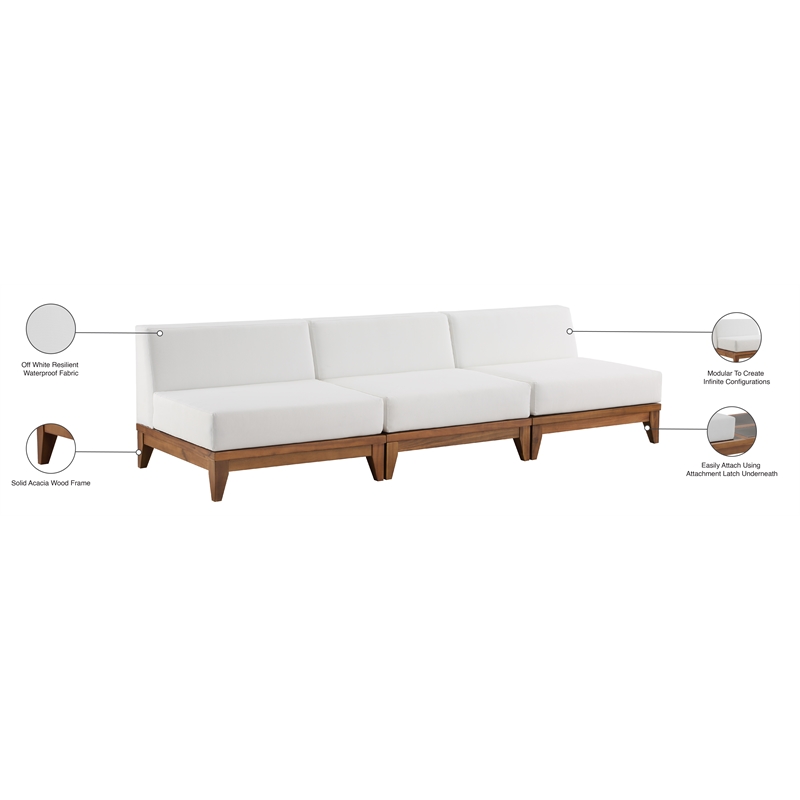 Meridian Furniture Rio Off White Water Resisting Fabric Modular Sofa