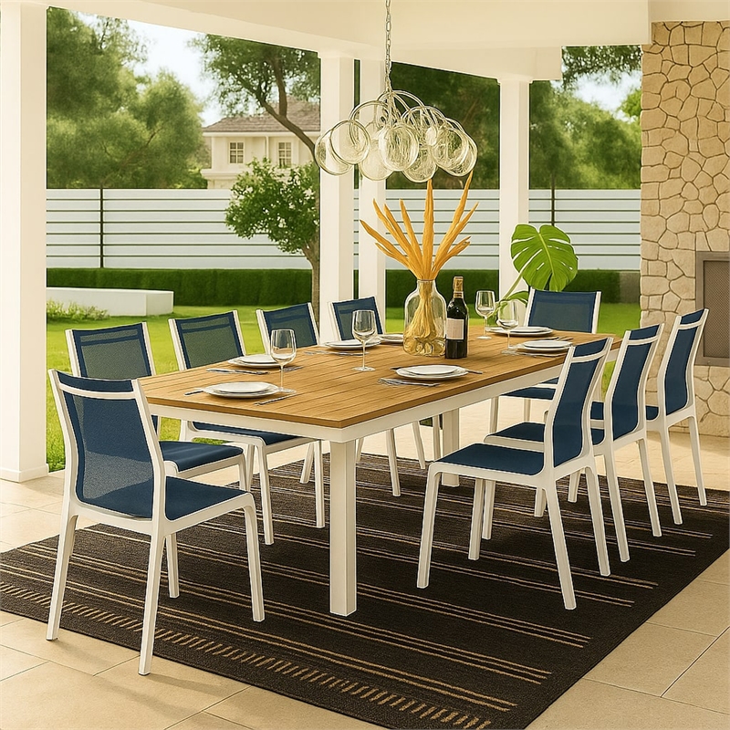 Meridian Furniture Nizuc Brown Wood Outdoor Patio Extendable Dining Table