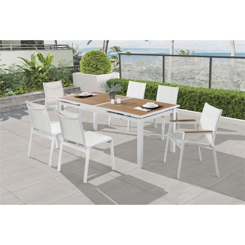 Meridian Furniture Nizuc Brown Wood Outdoor Patio Extendable Dining Table