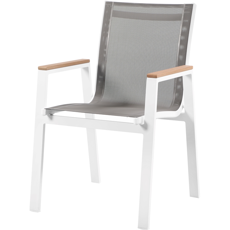 Meridian Furniture Nizuc Grey Outdoor Patio Dining Arm Chair (Set of 2)