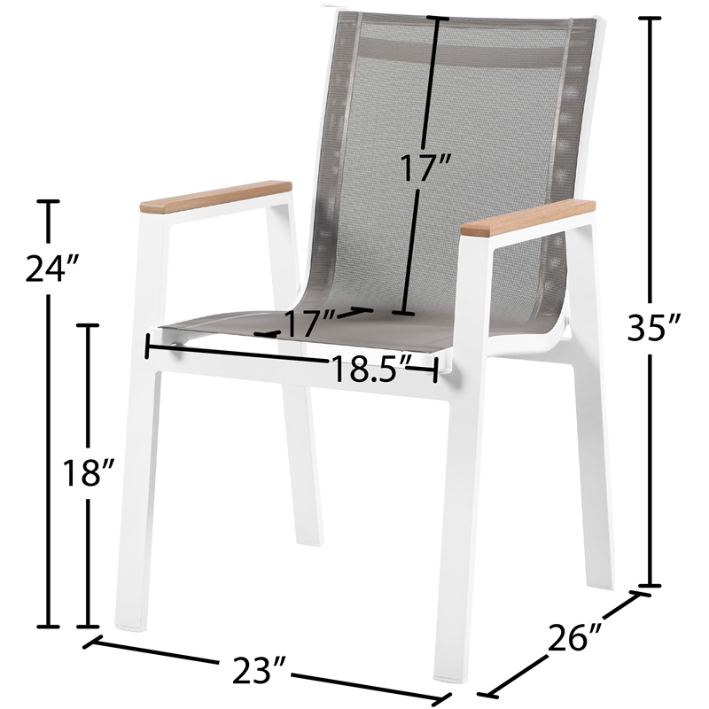 Meridian Furniture Nizuc Grey Outdoor Patio Dining Arm Chair (Set of 2)