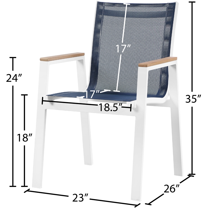 Meridian Furniture Nizuc Navy Outdoor Patio Dining Arm Chair (Set of 2)