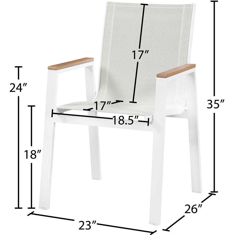 Meridian Furniture Nizuc Off White Outdoor Patio Dining Chair (Set of 2)