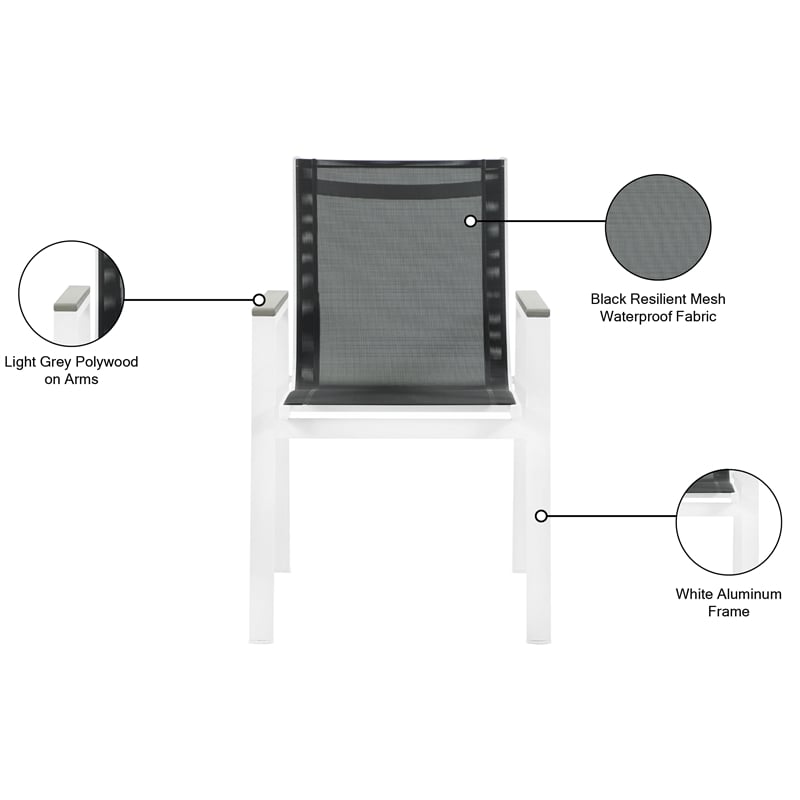 Meridian Furniture Nizuc Black Outdoor Patio Dining Arm Chair (Set of 2)