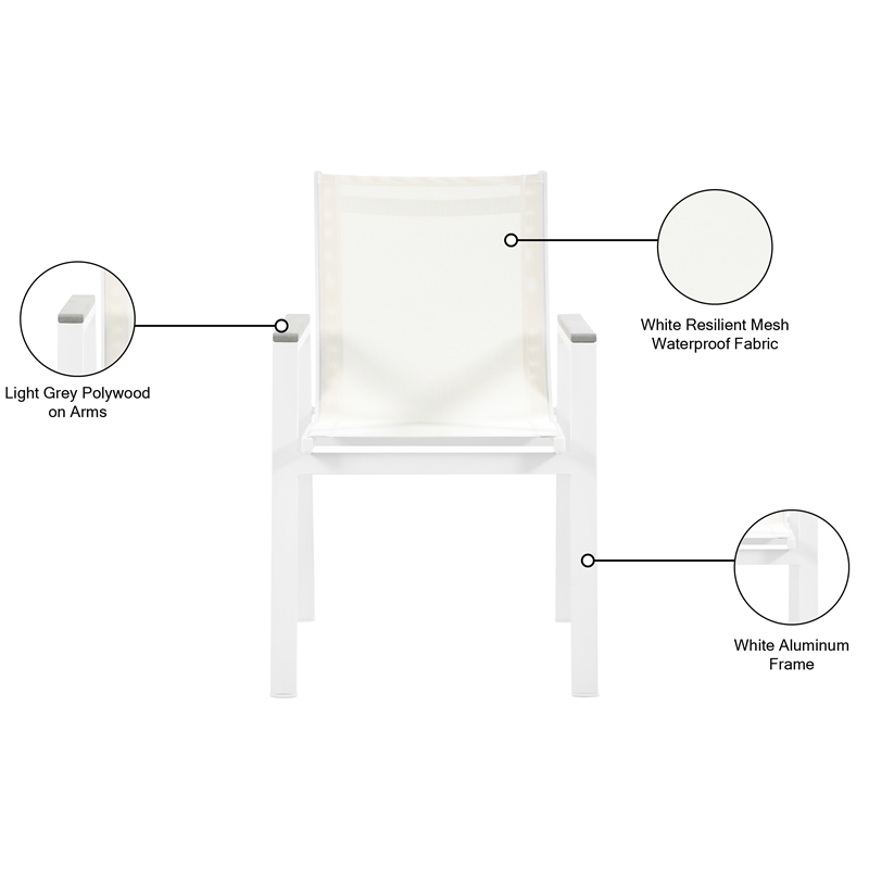 Meridian Furniture Nizuc Off White Outdoor Patio Dining Chair (Set of 2)