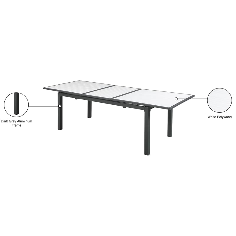 Meridian Furniture Nizuc White Wood Outdoor Patio Dining Table
