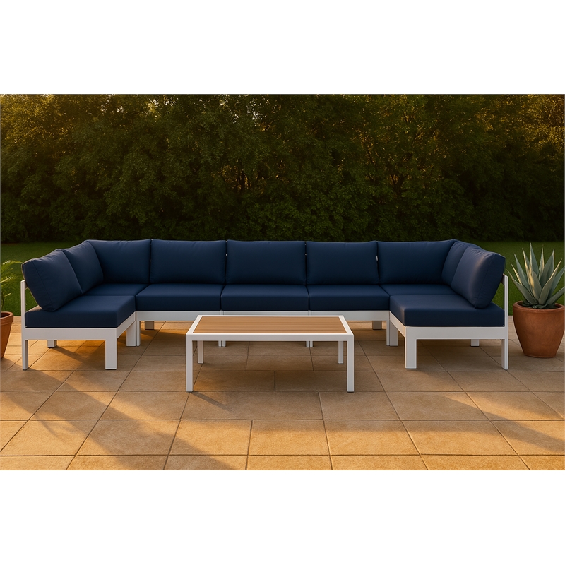 Meridian Furniture Nizuc Navy Outdoor Patio Modular Sectional