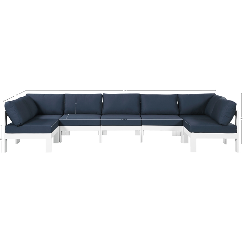 Meridian Furniture Nizuc Navy Outdoor Patio Modular Sectional