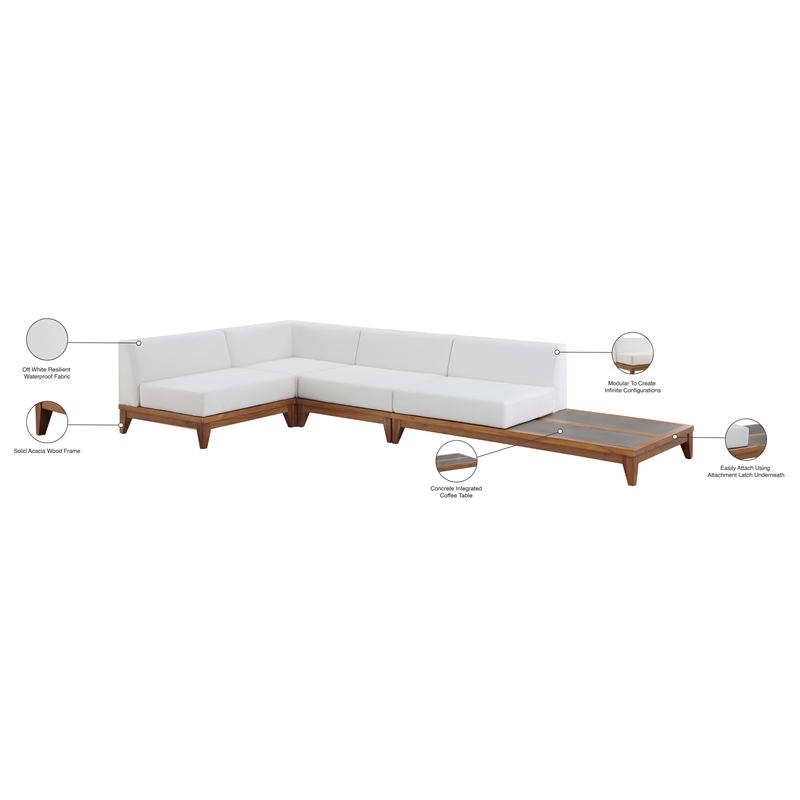 Meridian Furniture Rio Off White Water Resisting Fabric Modular Sectional