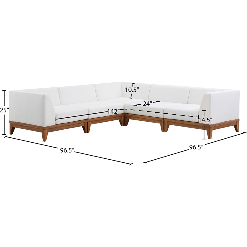 Meridian Furniture Rio Off White Water Resisting Fabric Modular Sectional