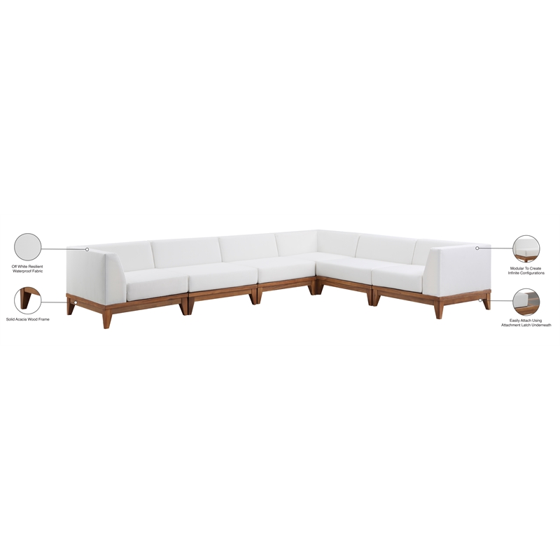 Meridian Furniture Rio Off White Water Resisting Fabric Modular Sectional