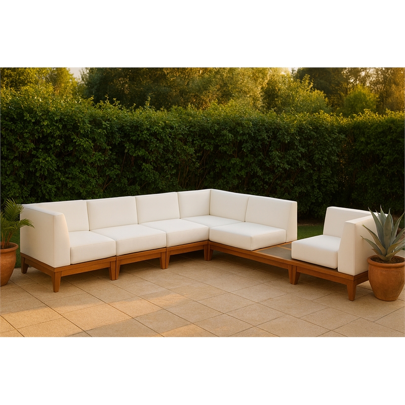 Meridian Furniture Rio Off White Water Resisting Fabric Modular Sectional