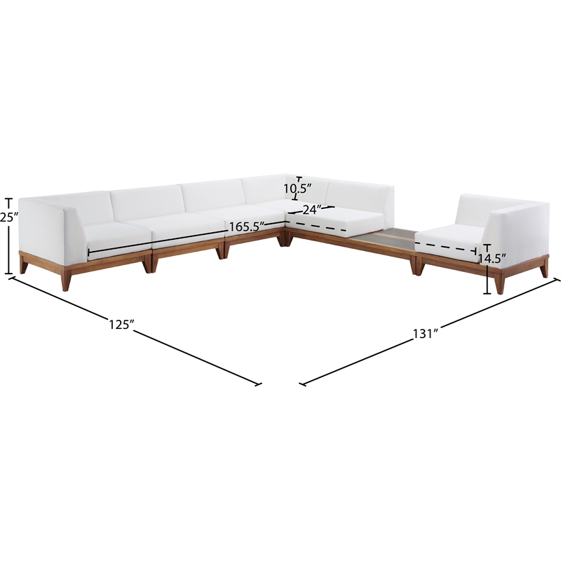 Meridian Furniture Rio Off White Water Resisting Fabric Modular Sectional