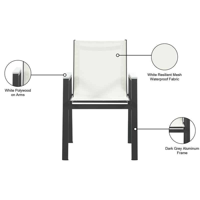 Meridian Furniture Nizuc Off White Outdoor Patio Dining Chair (Set of 2)