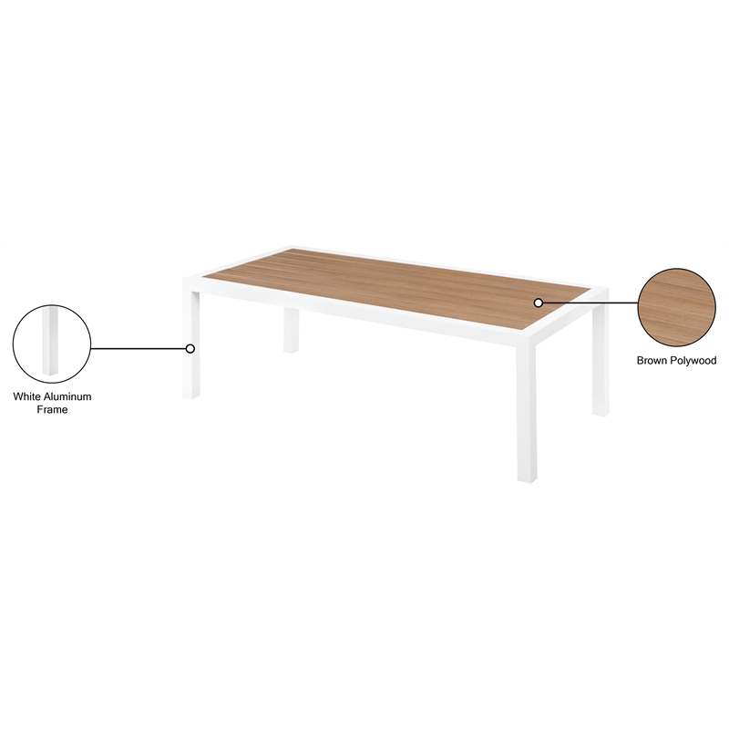 Meridian Furniture Nizuc Brown Wood Outdoor Patio Coffee Table