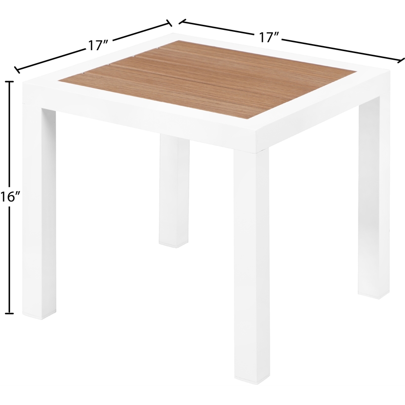 Meridian Furniture Nizuc Brown Wood Outdoor Patio End Table