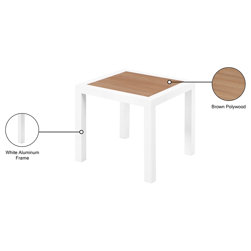 Meridian Furniture Nizuc Brown Wood Outdoor Patio End Table