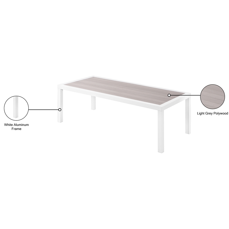 Meridian Furniture Nizuc Grey Wood Outdoor Patio Coffee Table