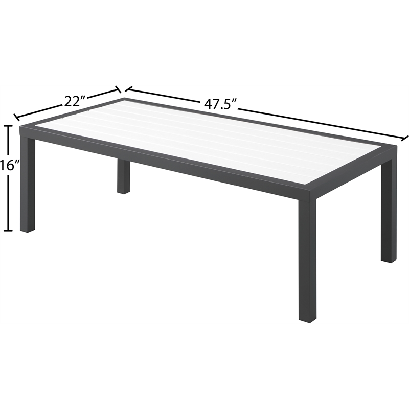Meridian Furniture Nizuc White Wood Outdoor Patio Coffee Table