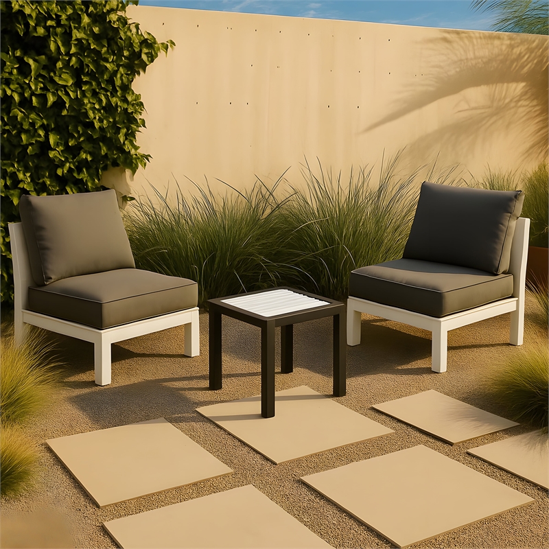 Meridian Furniture Nizuc White Wood Outdoor Patio End Table