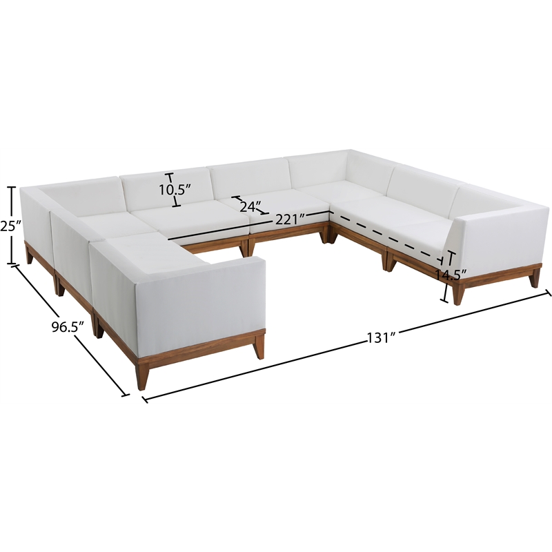 Meridian Furniture Rio Off White Water Resisting Fabric Modular Sectional