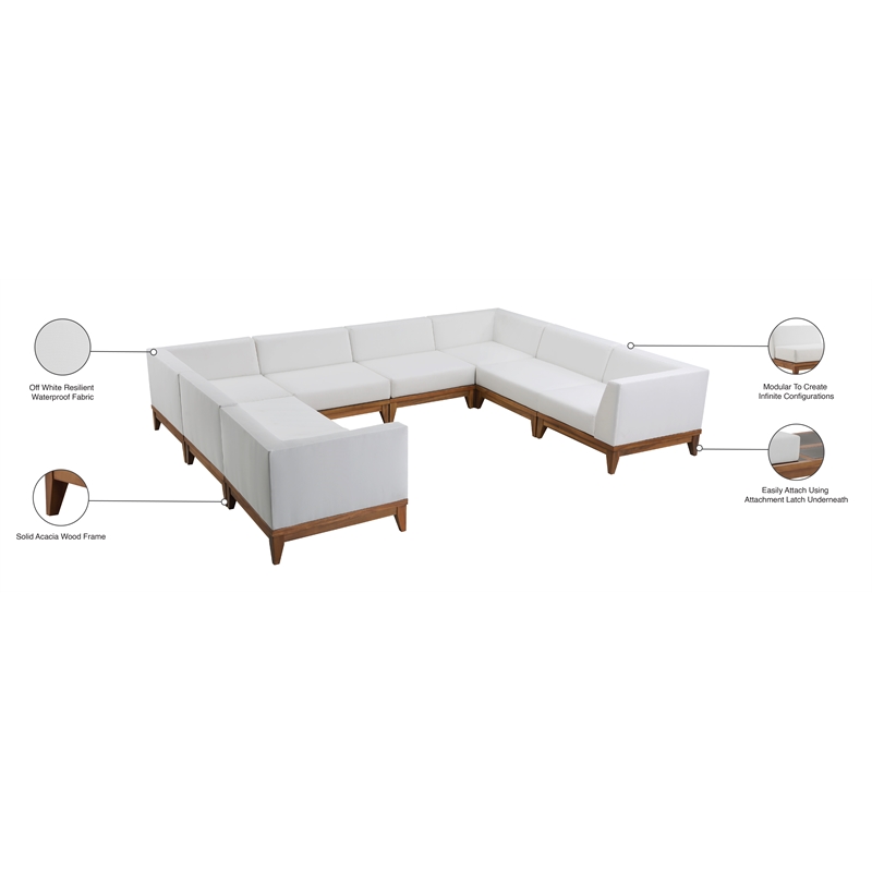 Meridian Furniture Rio Off White Water Resisting Fabric Modular Sectional