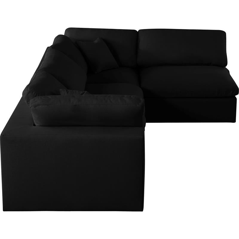 Meridian Furniture Serene Black Linen Fabric Deluxe Modular Sectional