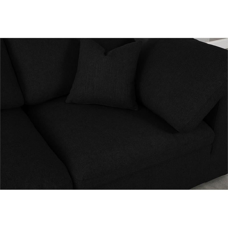 Meridian Furniture Serene Black Linen Fabric Deluxe Modular Sectional