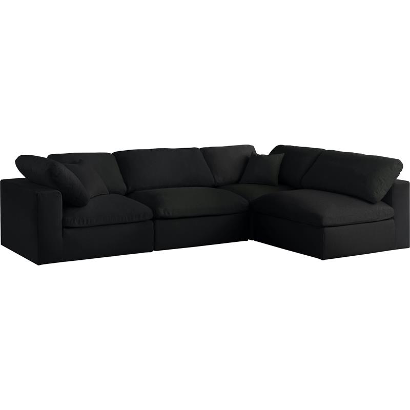 Meridian Furniture Serene Black Linen Fabric Deluxe Modular Sectional