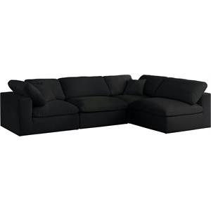 Meridian Furniture Serene Black Linen Fabric Deluxe Modular Sectional