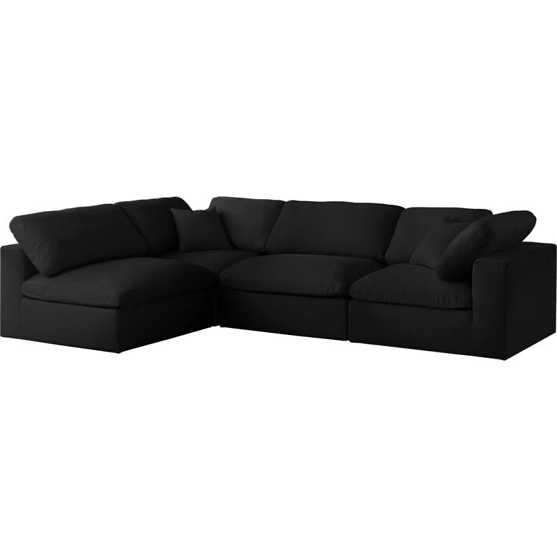 Meridian Furniture Serene Black Linen Fabric Deluxe Modular Sectional