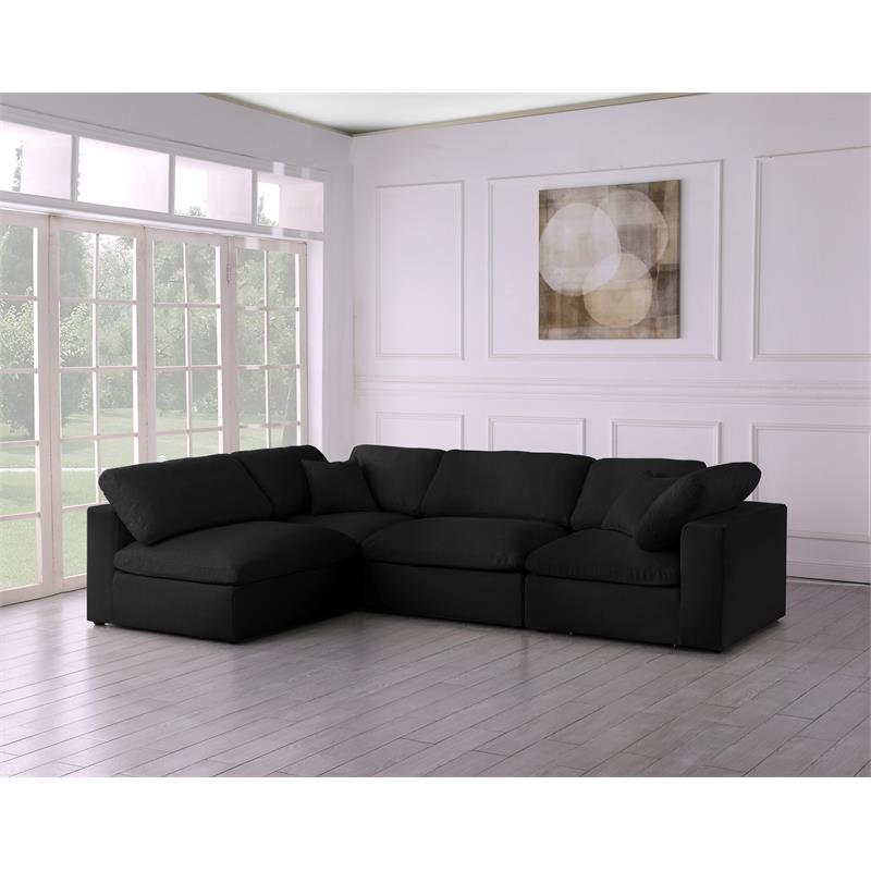 Meridian Furniture Serene Black Linen Fabric Deluxe Modular Sectional