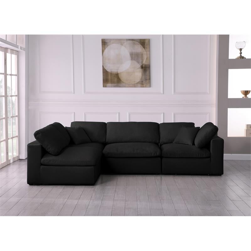 Meridian Furniture Serene Black Linen Fabric Deluxe Modular Sectional
