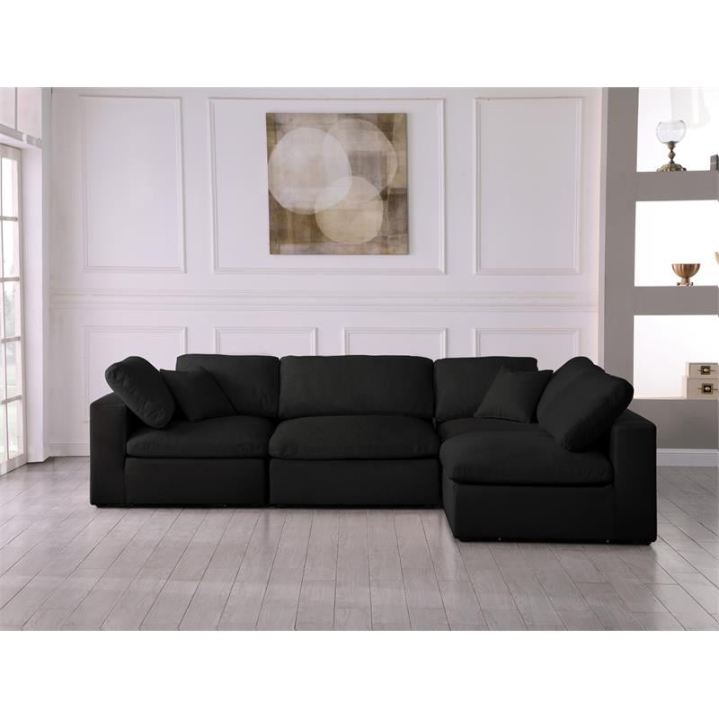Meridian Furniture Serene Black Linen Fabric Deluxe Modular Sectional