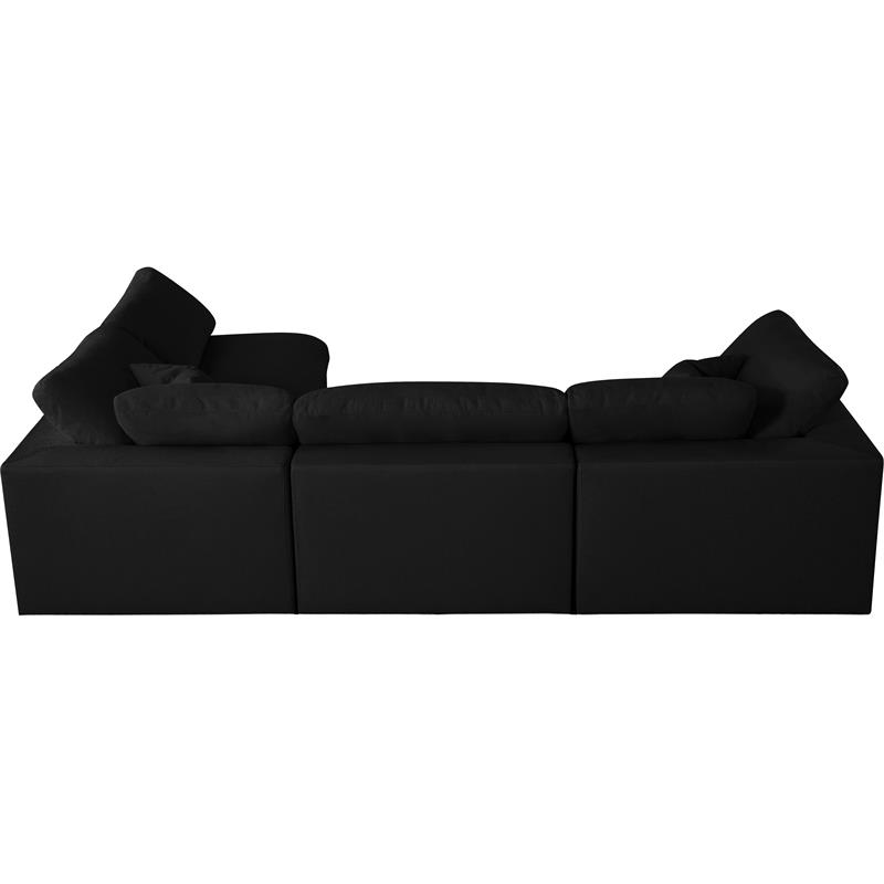 Meridian Furniture Serene Black Linen Fabric Deluxe Modular Sectional