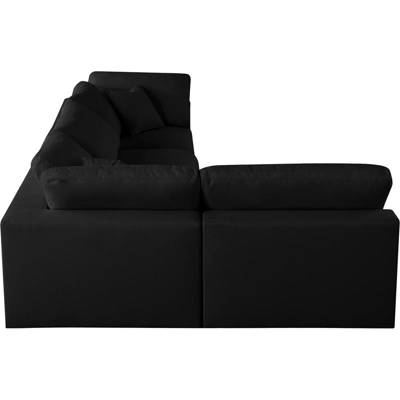 Meridian Furniture Serene Black Linen Fabric Deluxe Modular Sectional