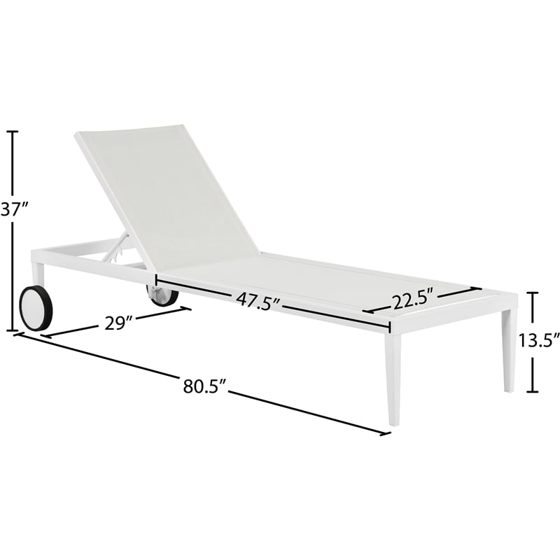 Meridian Furniture Nizuc Off White Outdoor Patio Mesh Chaise Lounge Chair