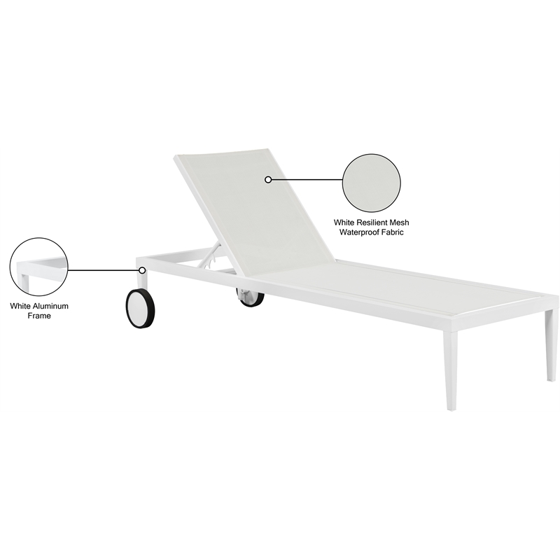 Meridian Furniture Nizuc Off White Outdoor Patio Mesh Chaise Lounge Chair