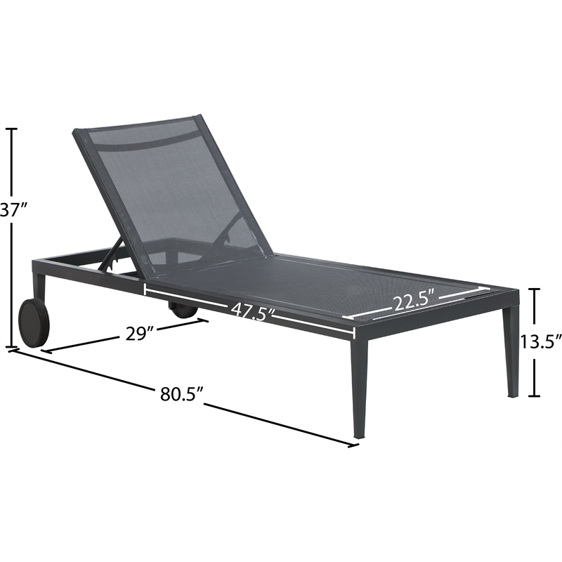 Meridian Furniture Nizuc Black Outdoor Patio Mesh Chaise Lounge Chair
