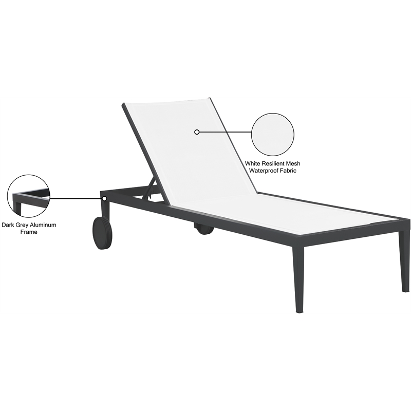 Meridian Furniture Nizuc Off White Outdoor Patio Mesh Chaise Lounge Chair